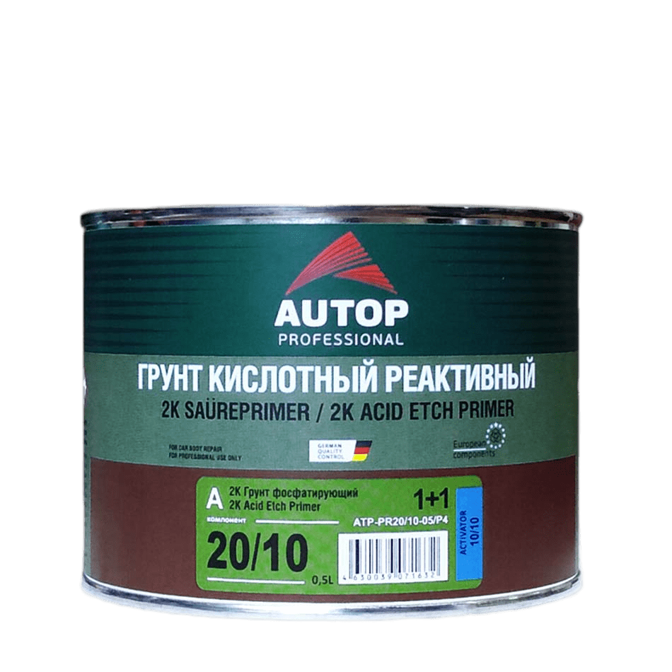 ATR-PR20/10-05 Грунт фосфатирующий 2K ACid ETCH Primer 1+1 AUTOP зеленый 0,5л