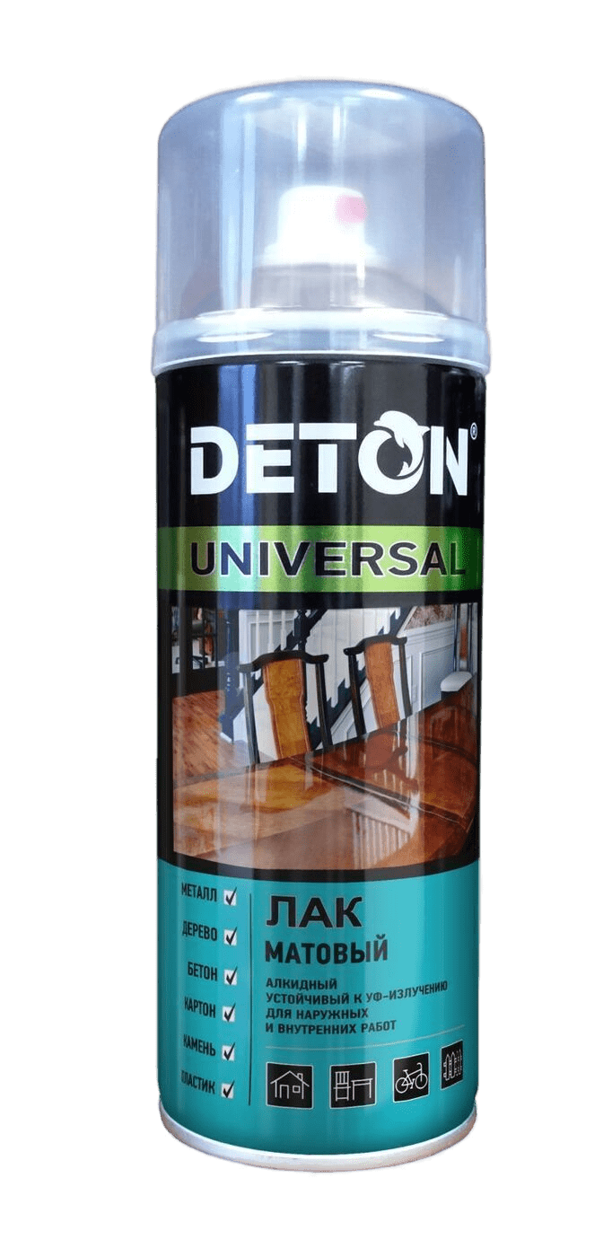 Лак алкидный матовый атмосферостойкий DETON Universal аэр. 520мл