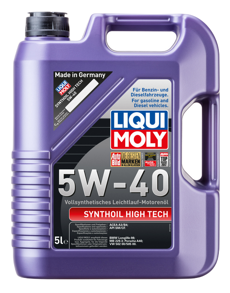 Liqui Moly 1925 Масло моторное Synthoil High Tech SAE 5W40 SN A3/B4 синтетическое 5л