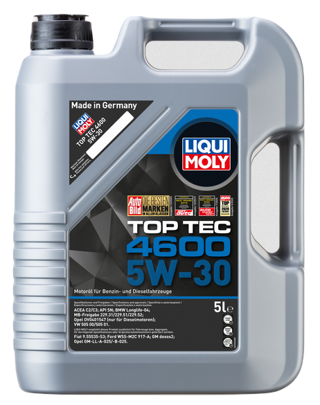 Liqui Moly 3756/8033 масло моторное Top Tec 4600 5w30 SN C2/C3 HC-синтетическое 5л