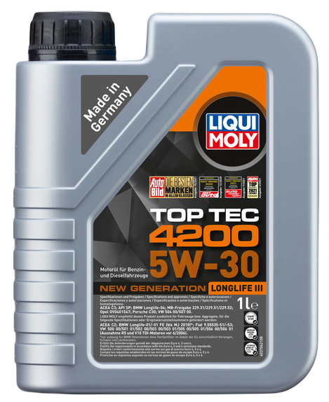 Liqui Moly 3706/7660 масло моторное Top Tec 4200 5w30 SP C3/C2 HC-синтетическое 1л (специально для Volkswagen Audi Group)