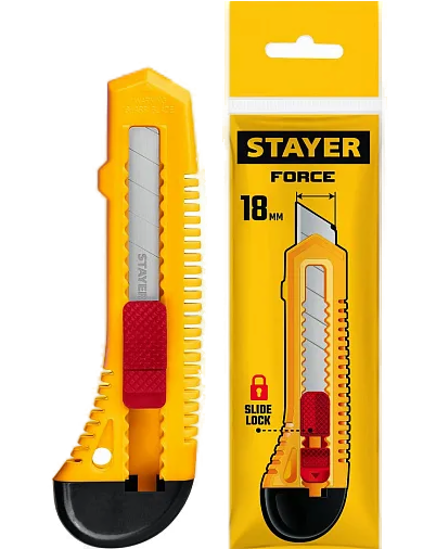 Нож пистолетный пластмассовый STAYER 18мм (0911)