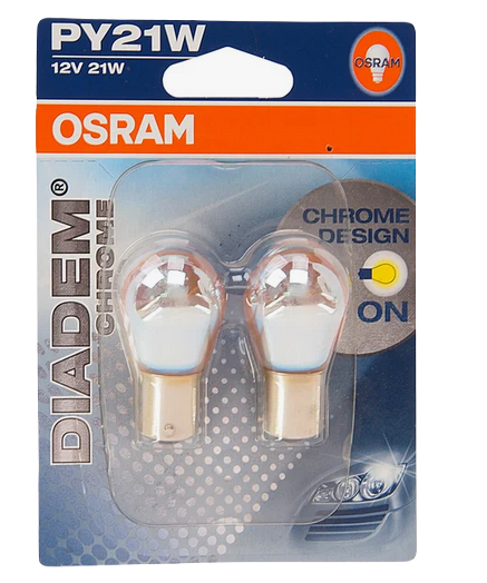 Автолампа 12V PY21W (BAU 15s) DIADEM CHROME (блистер, 2шт) OSRAM (О-7507 DC-2бл)