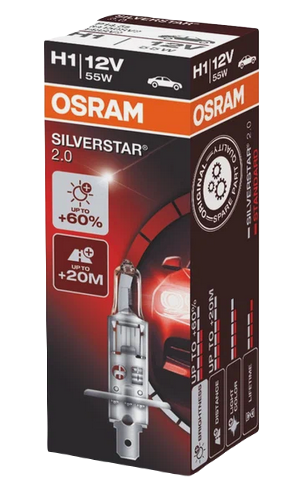 Автолампа 12V Н1 (55) Р14.5s+50% Silverstar OSRAM (O-64150 SVS)