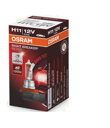 Автолампа 12V H11(55) PGJ19-2+100% NIGHT BREAKER SILVER OSRAM (O-64211NBS)