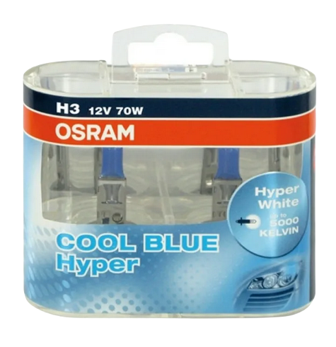 Автолампа 12V Н3 (70) РК22s COOL BLUE HYPER+50% (2шт) OSRAM (О-62151CBHP2)