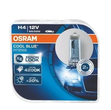 Автолампа 12V Н4 (60/55) Р43t-38+20% COOL BLUE INTENSE (евробокс, 2шт) OSRAM (О-64193CBI2)