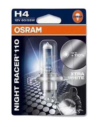 Автолампа 12V H4 (60/55) P43t-38+110% NIGHT RACER 110 (блистер) OSRAM (О-64193NR1бл)