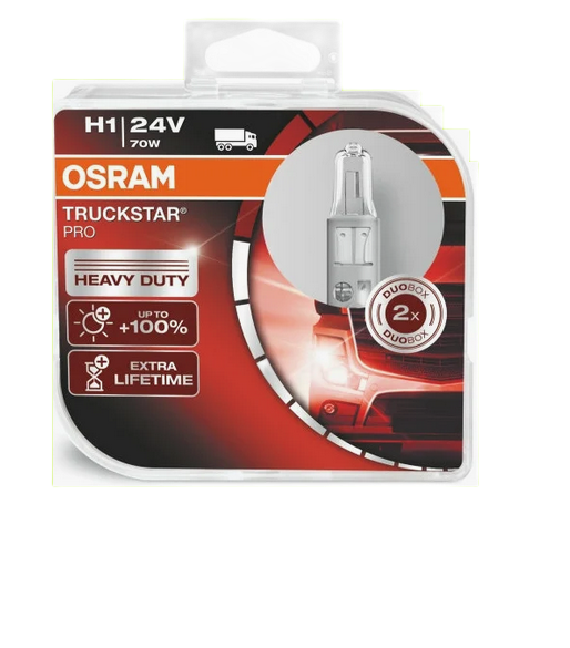 Автолампа 24V H1 (70) P14.5s +100% TRUCKSTAR PRO (евробокс, 2шт) OSRAM (O-64155TSP2(EURO)