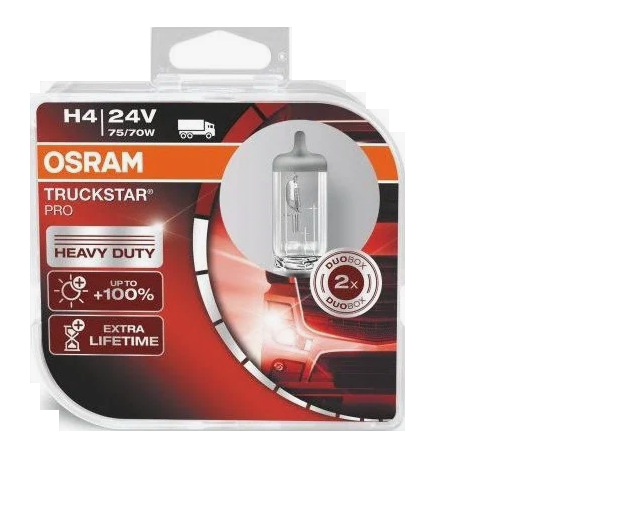 Автолампа 24V H4 (75/70) P43t-38 +100% TRUCKSTAR PRO (евробокс, 2шт) OSRAM (O-64196 TSP2 (EURO)