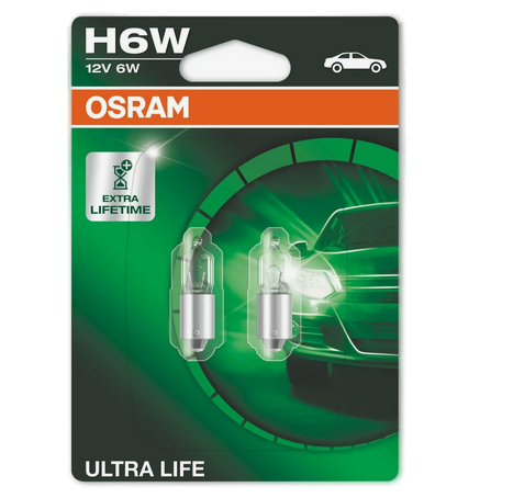 Автолампа 12V H6W (BAX9s) ULTRA LIFE HALOGEN (блистер, 2шт) OSRAM (O-64132ULT-2бл)