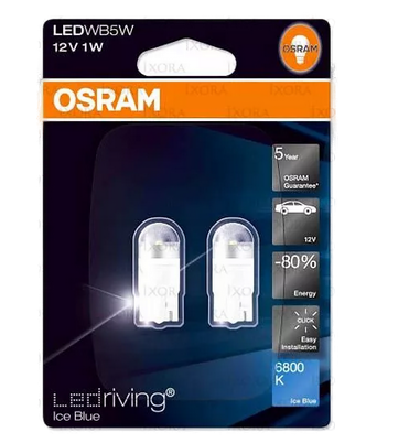 Автолампа 12V W5W (W2.1*9.5d) LEDRIVING ICE BLUE 6800K (блистер, 2шт) OSRAM (О-2850BL-2бл)