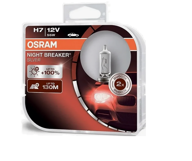 Автолампа 12V Н7 (55) PX26d+100% NIGHT BREAKER SILVER(Евробокс, 2шт) OSRAM (О-64210NBS2(EURO)