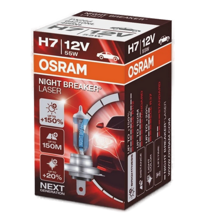 Автолампа 12V Н7 (55) PX26d+150% NIGHT BREAKER LASER 3750K OSRAM (О-64210NL)