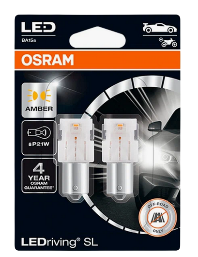 Автолампа 12V P21W (BA15s) LED YELLOW (блистер, 2шт) OSRAM (O-7506DYP-2бл)