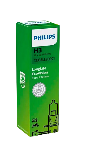 Автолампа 12V Н3 (55) РК22s Long Life Eco Vision PHILIPS (P-12336LLECO)