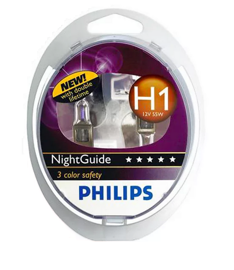 Автолампы 12V Н1 (55) Р14.5s Night Guide (2шт) PHILIPS (P-12258 NG2)