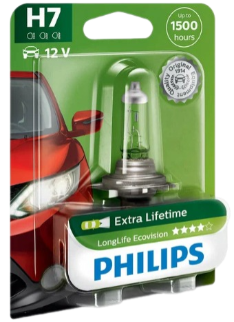 Автолампа 12V Н7 (55) РХ26d LONG LIFE ECO VISION (блистер) PHILIPS (P-12972 LLECOбл)