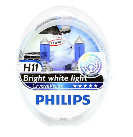 Автолампа 12V Н11 (55) РGJ 19-2 CRISTAL VISION 4300K (2шт+2шт W5W) PHILIPS (P-12362 CV2)