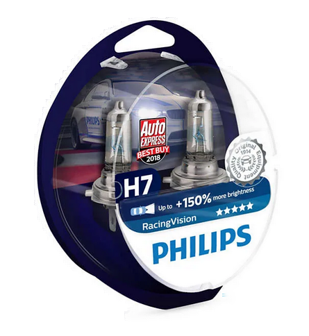 Автолампа 12V Н7 (55) РХ26d+150% RACING VISION (блистер) PHILIPS (P-12972RVбл)