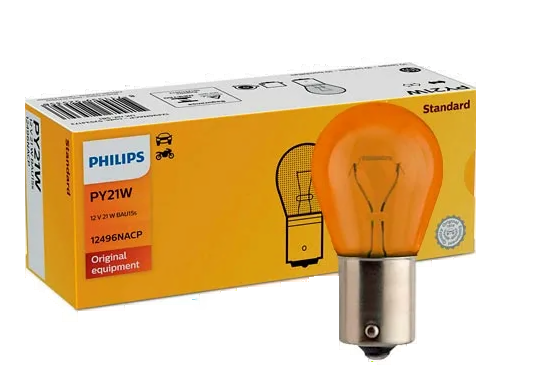 Автолампа 12V PY21W (BAU15s) янтарная PHILIPS (Р-12496)