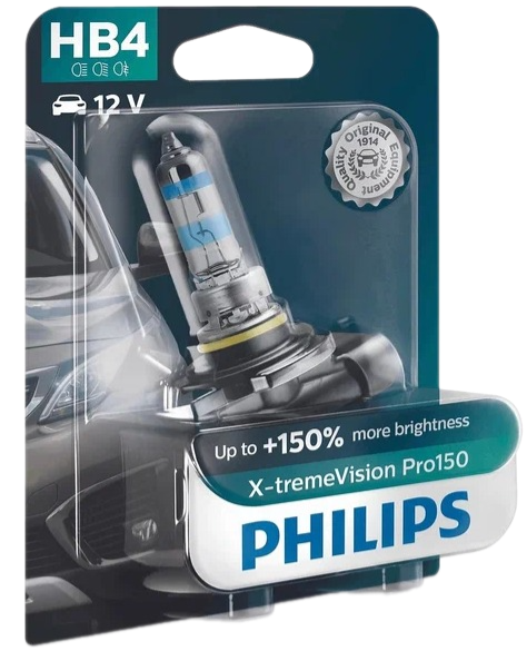 Автолампа 12V HB4 (51) P22d +150% X-treme Vision Pro150 (блистер) PHILIPS (Р-9006XVPROбл)