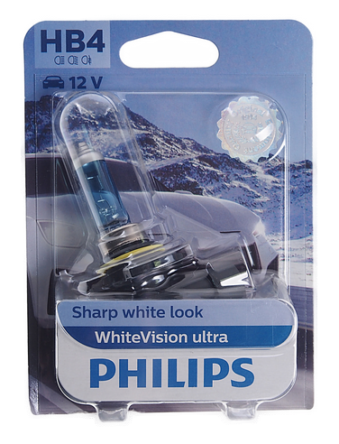 Автолампа 12V HB4 (51) P22d White Vision ultra 4200K (блистер) PHILIPS (Р-9006WVUбл)