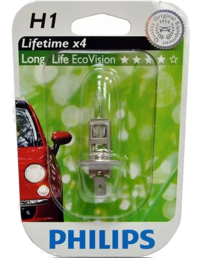 Автолампа 12V Н1 (55) Р14.5s LONG LIFE ECO VISION 12V PHILIPS (P-12258LLECO)