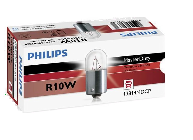 Автолампа 24V R10W (BA15s) Master Duty PHILIPS (P-13814MD)