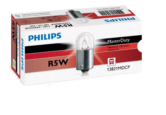 Автолампа 24V R5W (BA15s) Master Duty PHILIPS (P-13821MD)