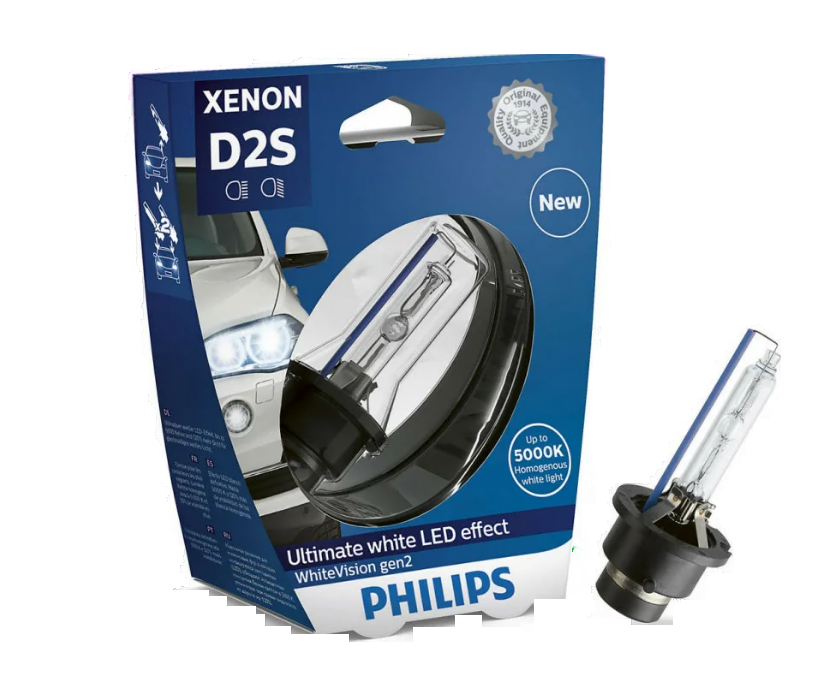 Автолампа 85V D2S (35) P32d-2+120%  XENON WHITE VISION gen2 5000K PHILIPS (P-85122WHV2бл)