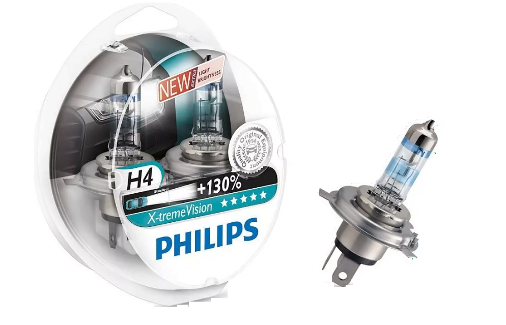 Автолампа 12V H4 (60/55) P43t-38+130% X-TREME VISION PLUS (2шт)  PHILIPS (P-12342XVP2)