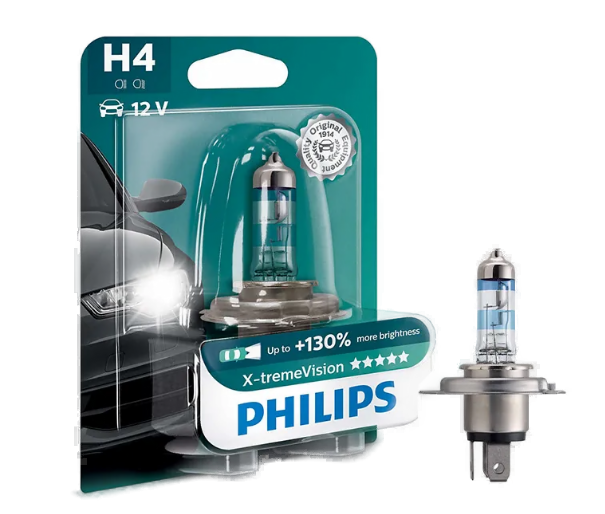 Автолампа 12V H4 (60/55) P43t-38+130% X-TREME VISION PLUS (блистер)   PHILIPS (P-12342XVPбл)