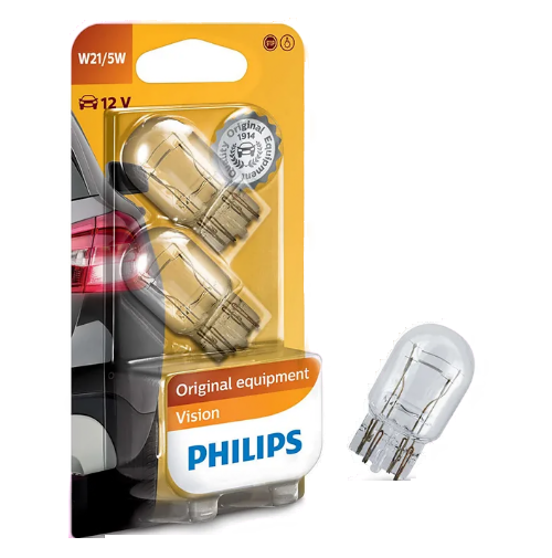 Автолампа 12V W21/5W (W3*16q) (блистер, 2шт) PHILIPS (P-12066-2бл)