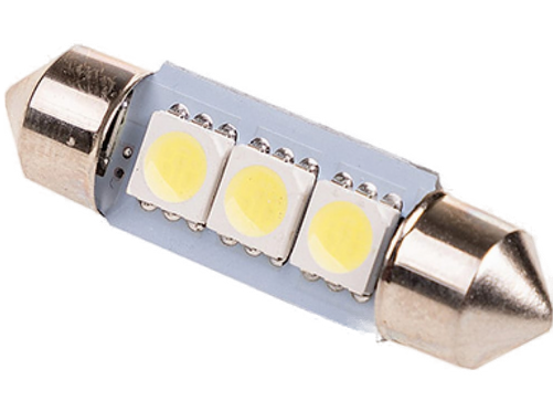 Автолампа 12V C5W SV8.5 36мм - SMD5050 3Led 0.72Вт Св/д Синий DLED