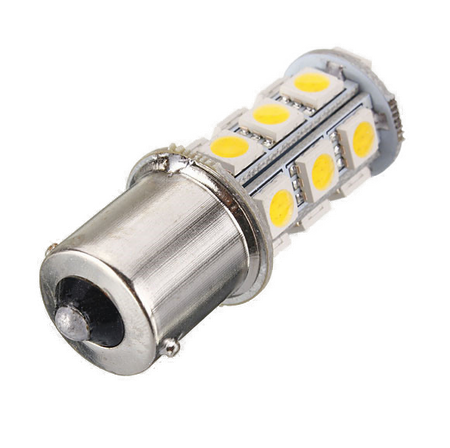 Автолампа 12V P21W (BA15S) - SMD5050 18Led 4.32Вт Св/д Оранжевый DLED