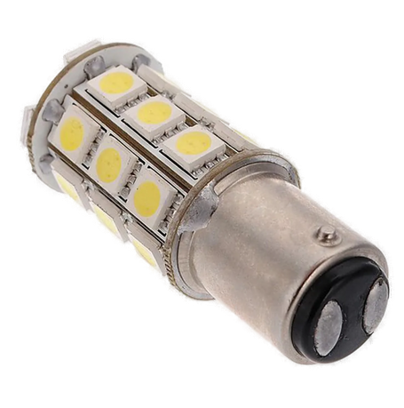 Автолампа 12V P21/5W BA15S - SMD5050-3 + SMD3528-15 Св/д Белый DLED